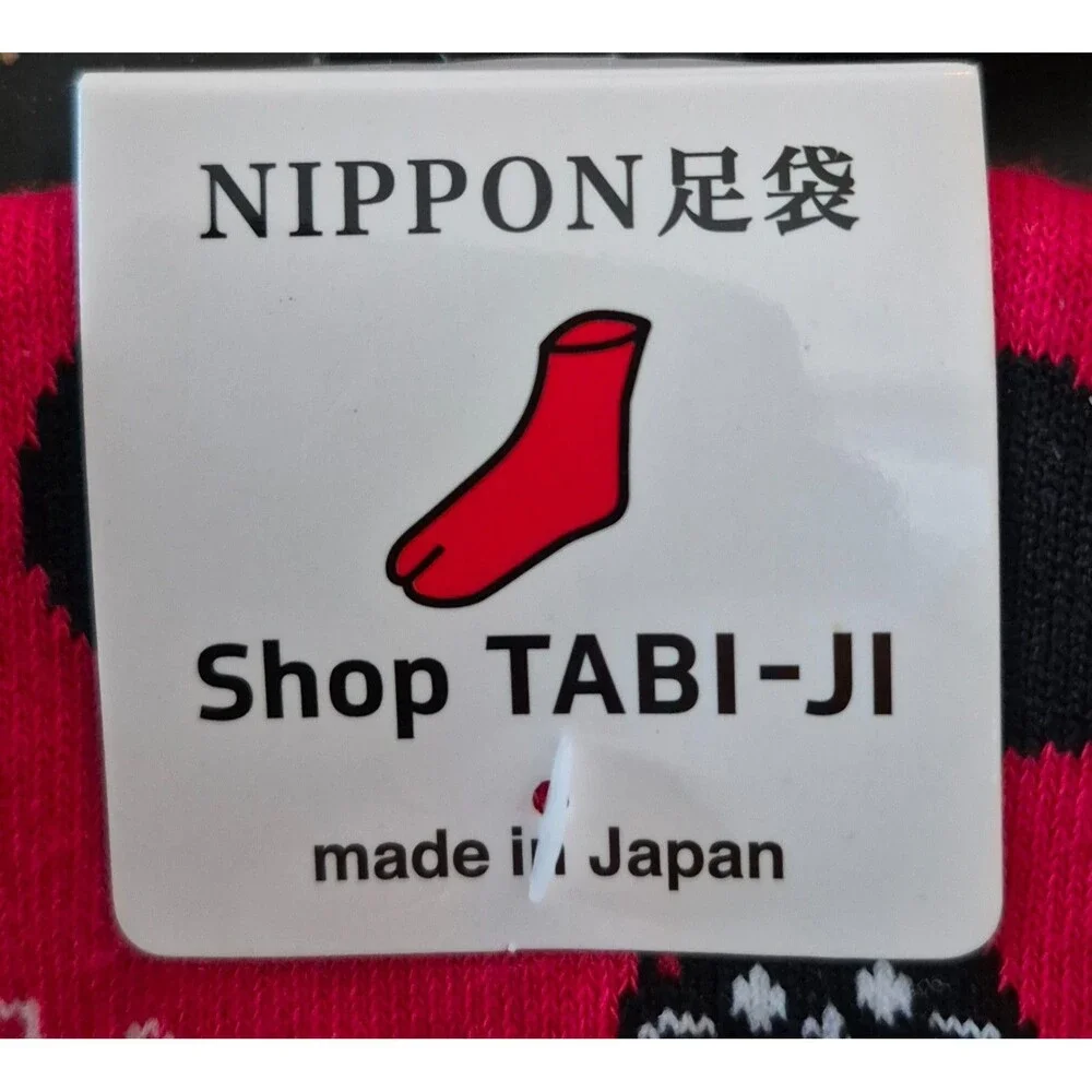 Tabi Socks Red Black White Cats Japanese Toe Socks Nippon Tabi-Ji Made in Japan